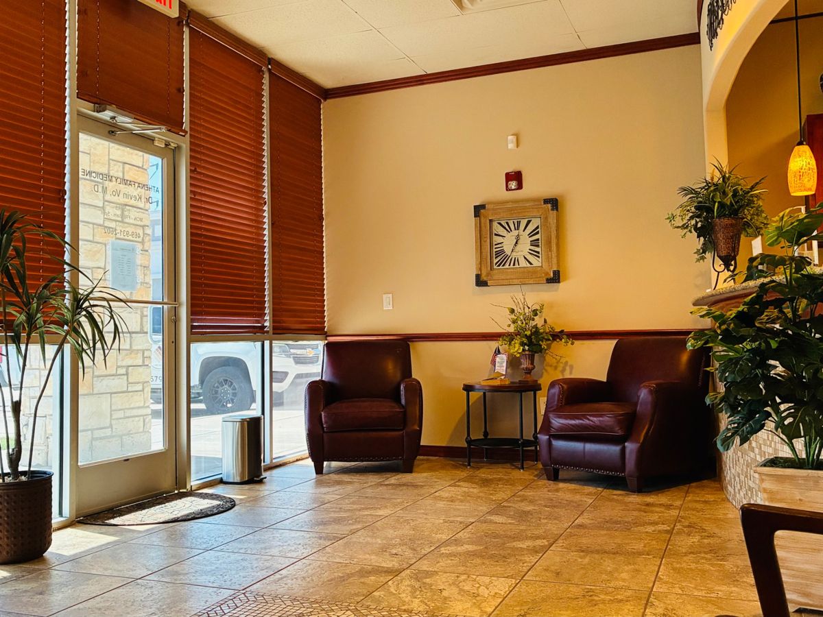 Lobby seating by the front entrance